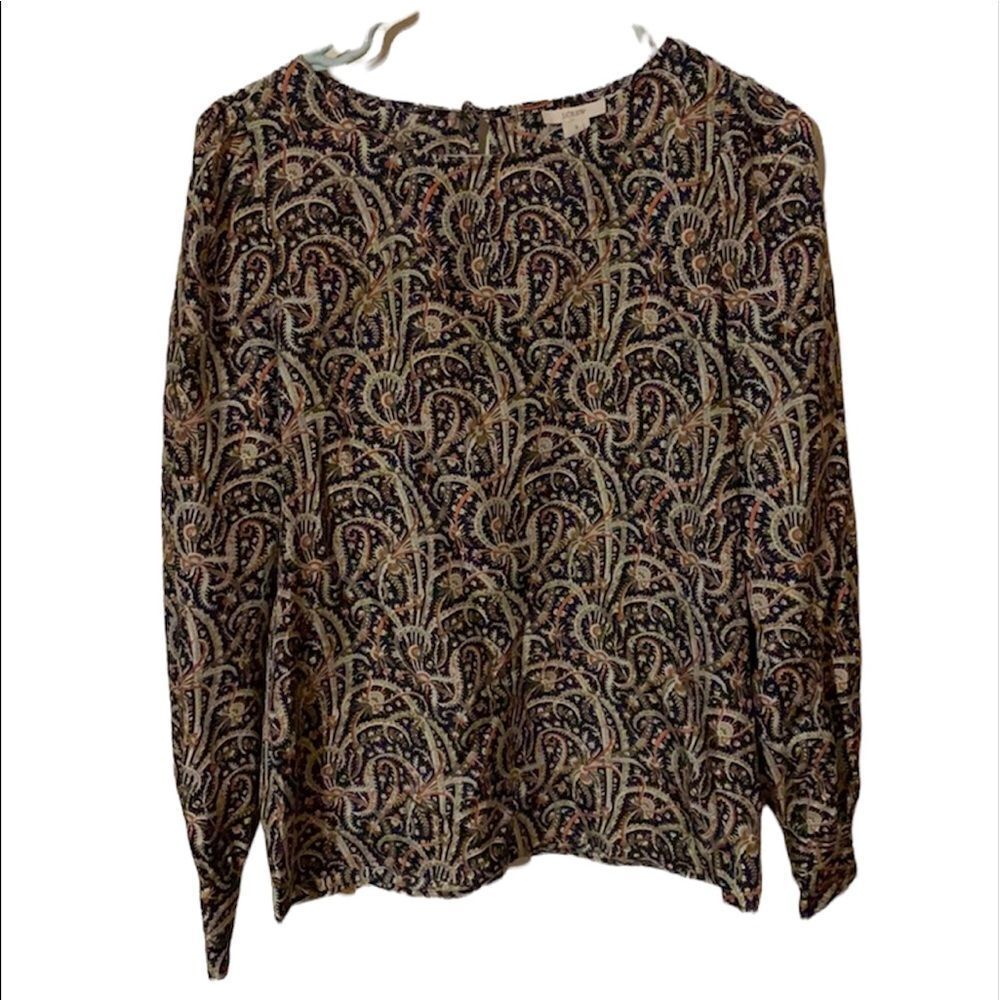 J. Crew 100% silk patterned blouse size 0